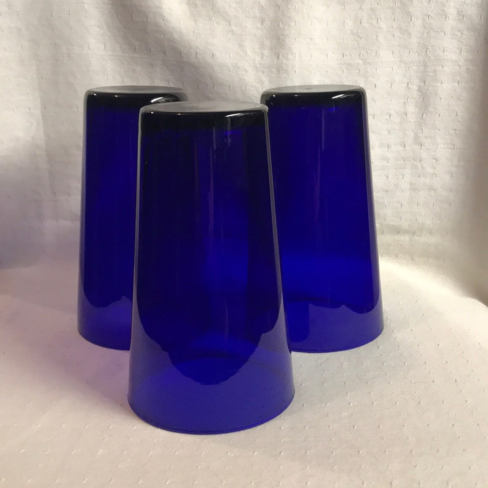 Vintage Libbey Cobalt Blue 16oz Drinking Glasses - Set of 3